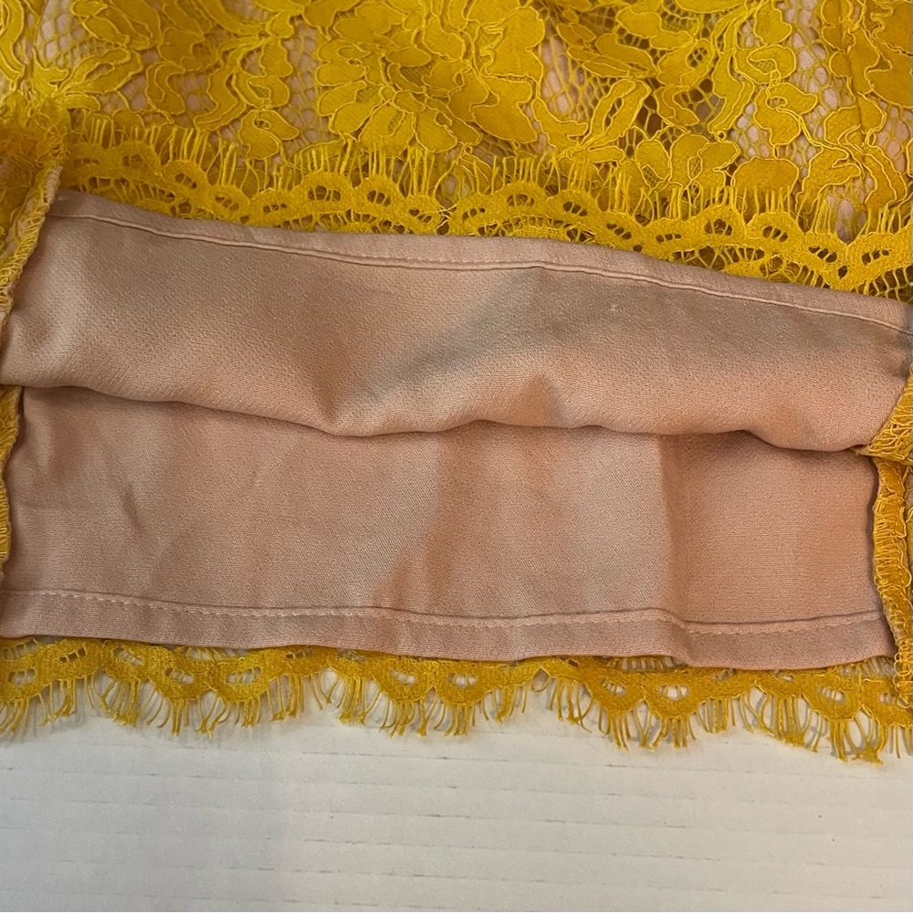 Endless Rose Mustard Lace Tie-Shoulder Mini Dress - Picture 8 of 14
